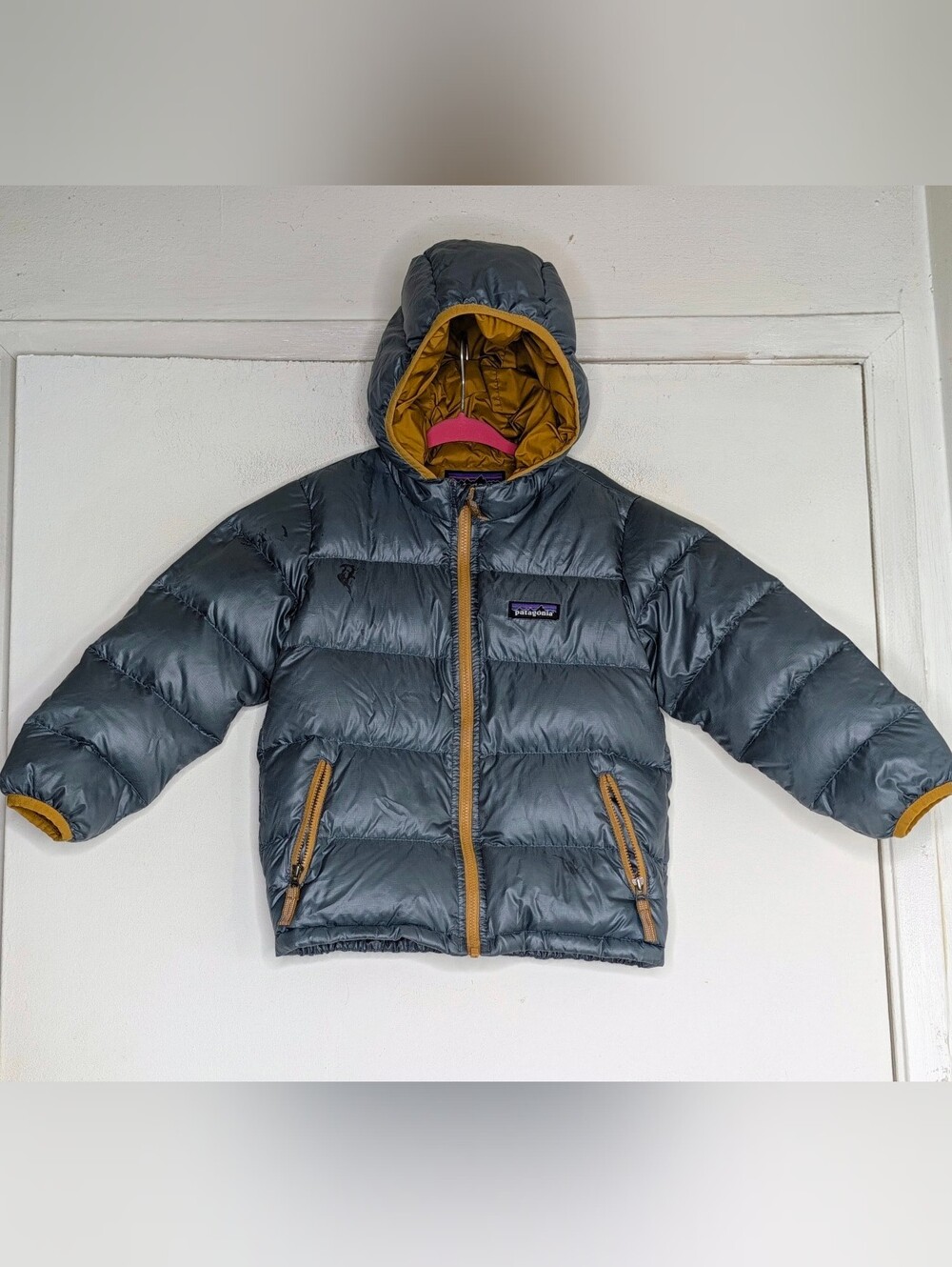 Patagonia Baby Hi-Loft Down Sweater Hoody Puffer Jacket size 4T